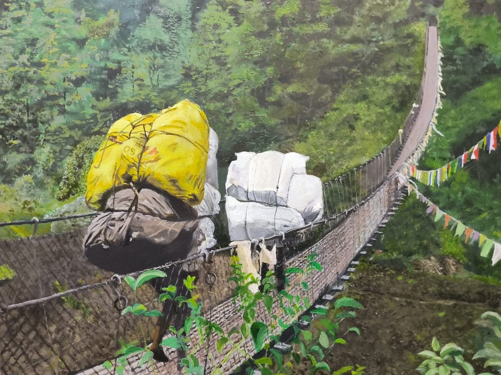 Sherpas, Öl auf MDF, 40 x 30cm, 2024